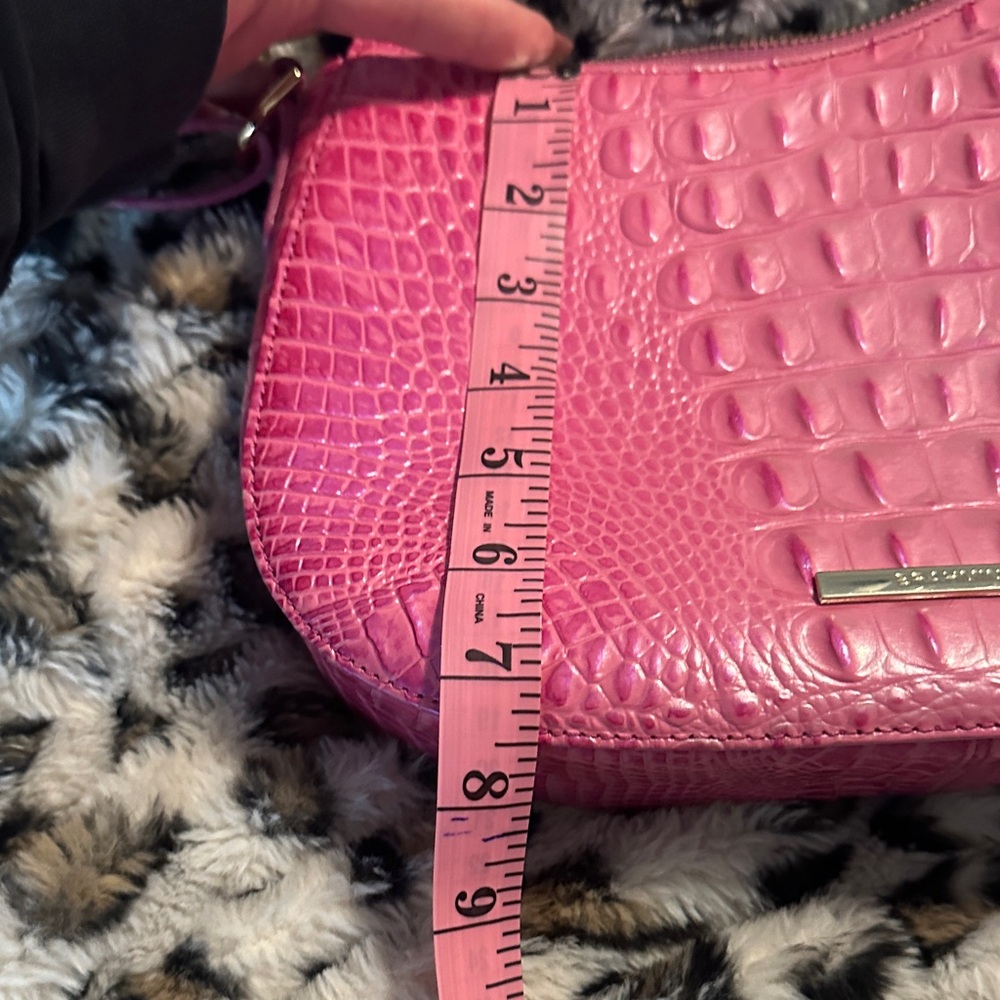 Brahmin Hot Pink Croc-Embossed Leather Shoulder Bag - Picture 11 of 15